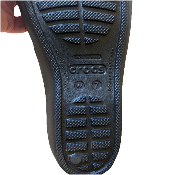 Crocs Black Patricia II Wedge Size 7 Slides Sandals Water Friendly Comfort Shoe - Picture 4 of 4